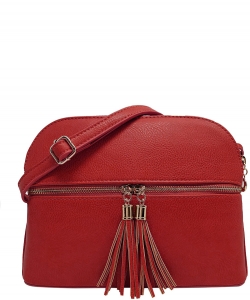 Zip Tassel Multi Compartment Crossbody Bag LP050 RED